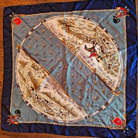 Gucci Accessories - Gucci Scarf, Silk, Women, Unisex, Equestrian, Fox Hunting, Horses